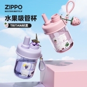 ZIPPO 吸管杯可爱大容量水杯女高颜值男学生防摔塑料杯儿童杯子水瓶